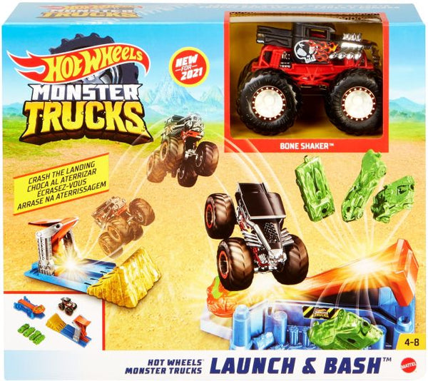 Hot Wheels Monster Trucks Launch & Bash Playset